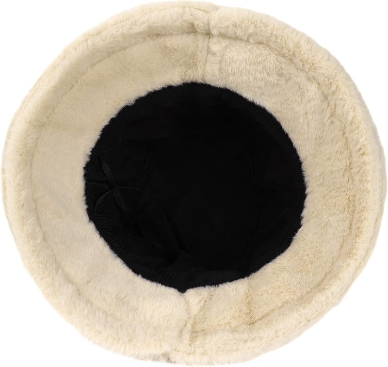 Umeepar Winter Faux Fur Fuzzy Bucket Hat Fluffy Warm Hat for Women Men - Image 3
